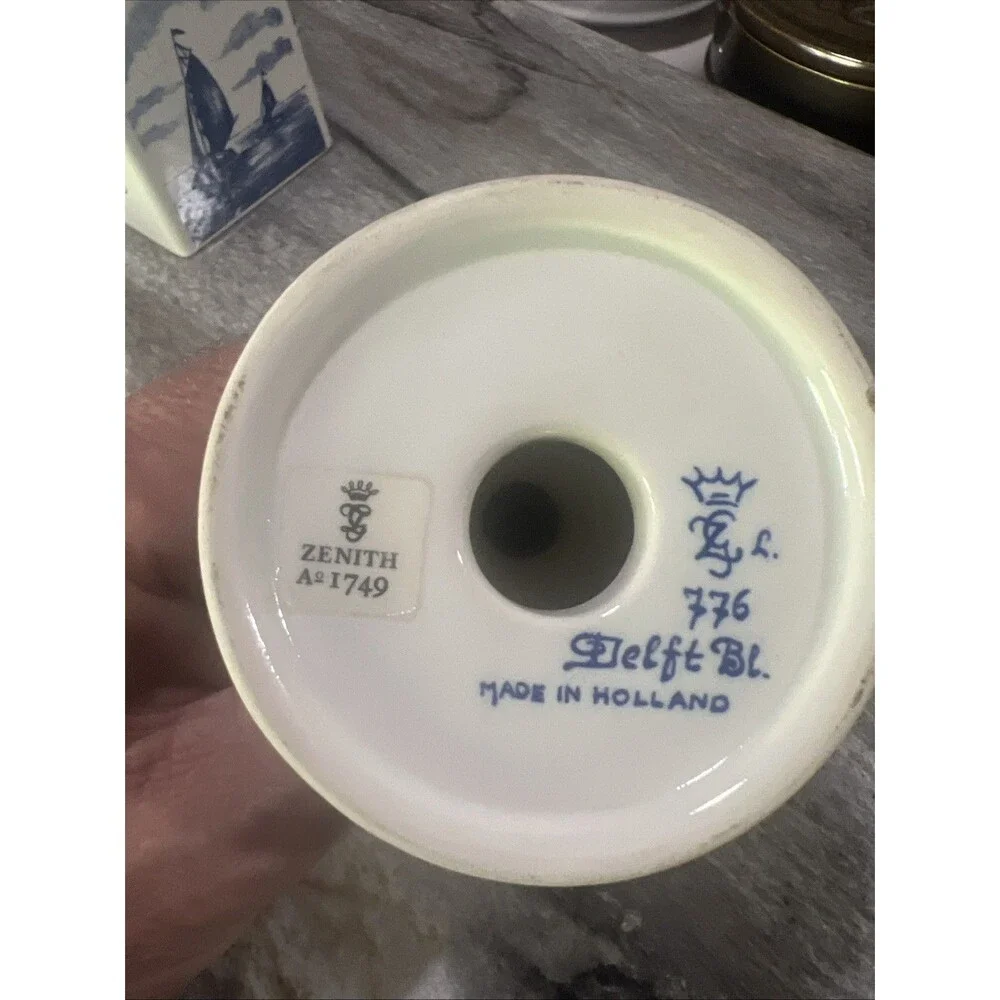 Vintage Delft Blue Holland Hand Painted Candlestick 4.5”